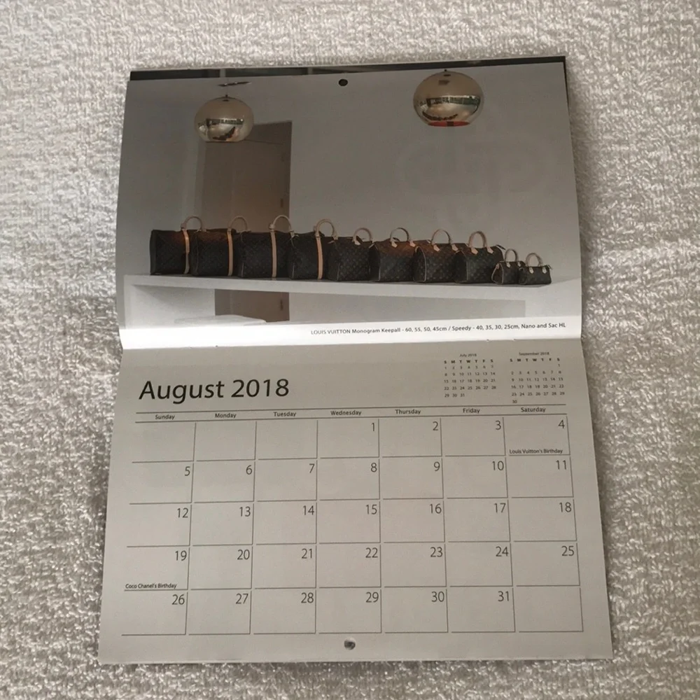 Fashionphile 2018 Monthly Calendar